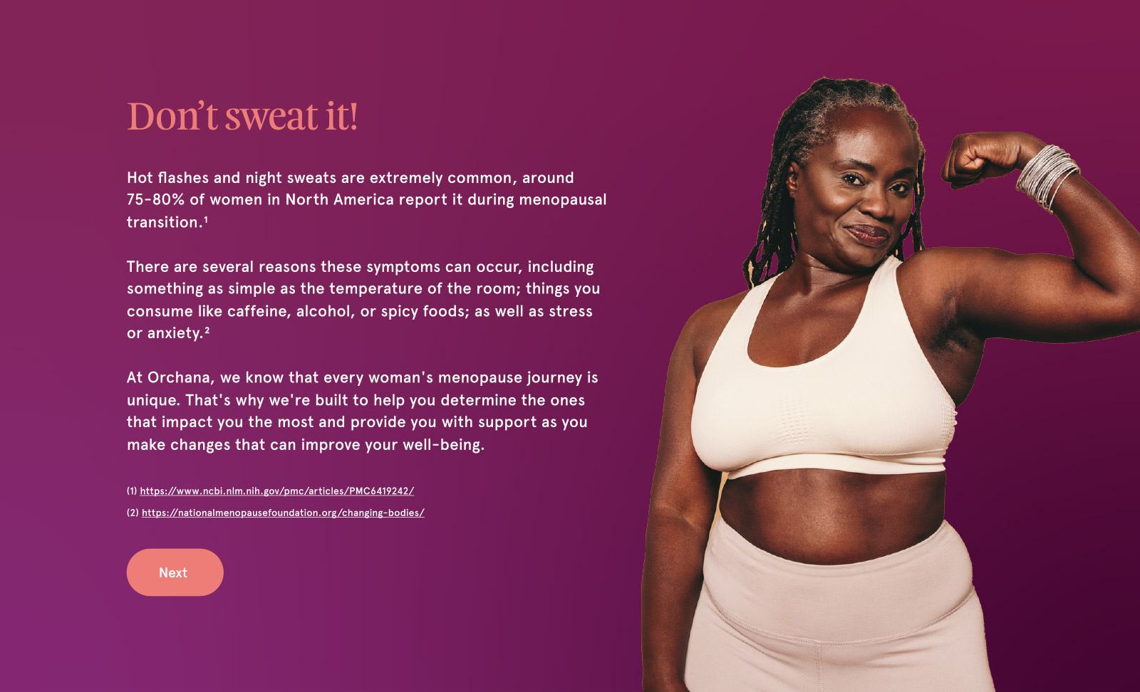 Orchana — Hot Flashes App Screen